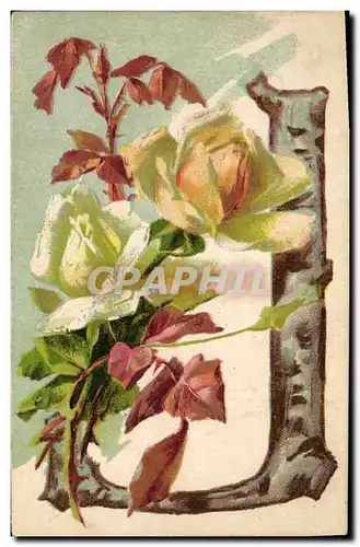 Cartes postales Fantaisie Fleurs Lettres Lettre J