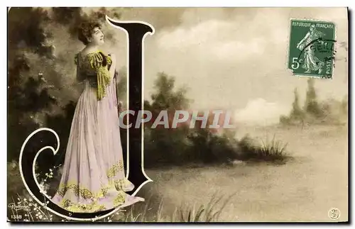 Cartes postales Fantaisie Femme Lettres Lettre J