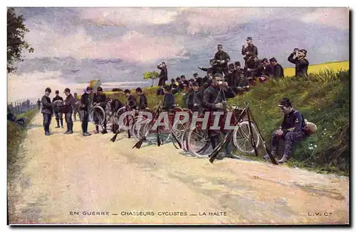 Cartes postales Militaria Chasseurs cyclistes La halte Velo Cycle