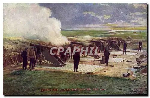 Cartes postales Militaria Une batterie de 130mm Canons