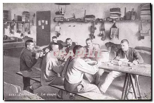 Cartes postales Militaria Infanterie La soupe