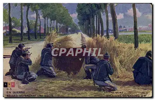 Cartes postales Militaria Belges defendant une route