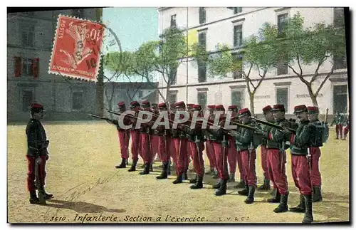 Cartes postales Militaria Infanterie Section a l&#39exercice