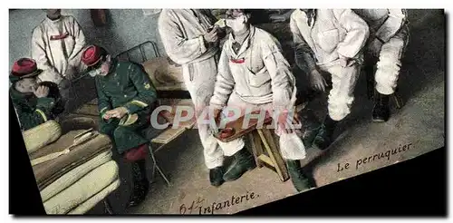 Ansichtskarte AK Militaria Infanterie Le perruquier Coiffeur