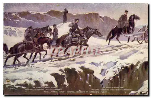 Cartes postales Militaria Armee russe Artillerie traversant un col de Carpathes Russie Russia