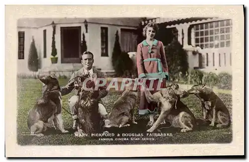 Moderne Karte Cinema Mary Pickford & Douglas Fairbanks Chien Chiens TOP