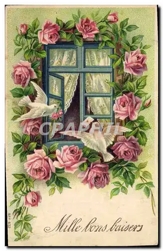 Cartes postales Fantaisie Fleurs Colombes