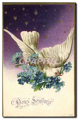 Cartes postales Fantaisie Fleurs Colombe