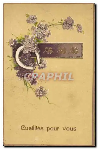 Cartes postales Fantaisie Fleurs Fer a cheval