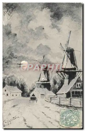Cartes postales Fantaisie Moulin a vent