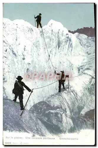 Ansichtskarte AK Alpinisme Sur le glacier Une escalade perilleuse