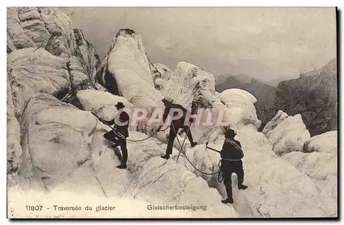 Cartes postales Alpinisme Traversee du glacier