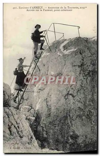 Cartes postales Alpinisme Environs d&#39Annecy Ascension de la Tournette Arrivee sur le fauteuil point culminant