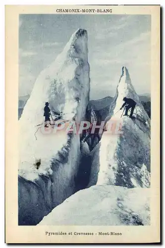 Cartes postales Alpinisme Chamonix Mont Blanc Pyramides et crevasses Mont Blanc