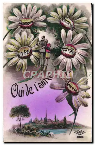 Cartes postales Fantaisie Langage des Fleurs Oui je t&#39aime