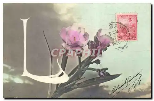 Cartes postales Fantaisie Fleurs Lettres Lettre L