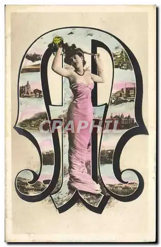 Cartes postales Fantaisie Femme Lettres Lettre M