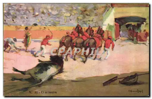 Cartes postales Corrida Course de taureaux El Arrastre