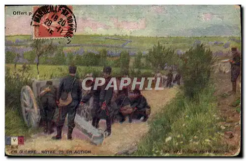 Cartes postales Militaria Notre 75 en action