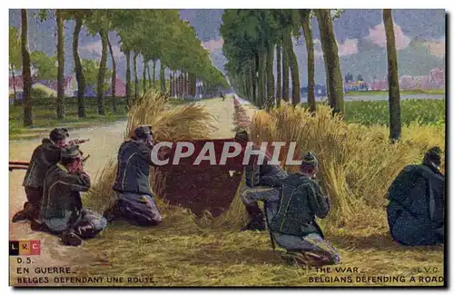 Cartes postales Militaria Belges defendant une route