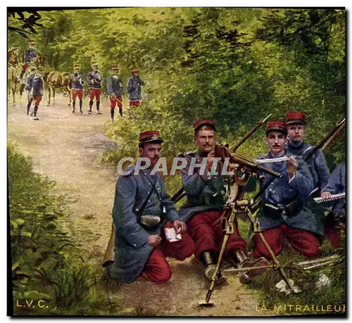 Cartes postales Militaria La mitrailleuse