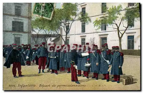 Cartes postales Militaria Infanterie Depart des permissionnaires