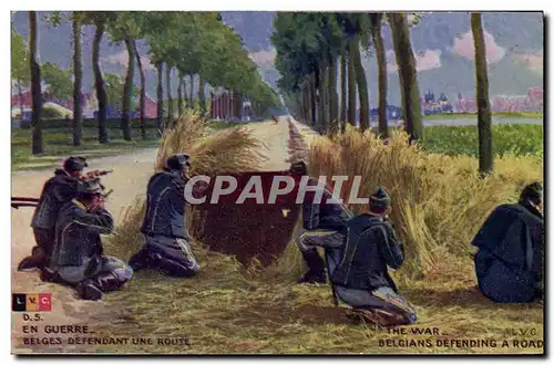Cartes postales Militaria Belges defendant une route