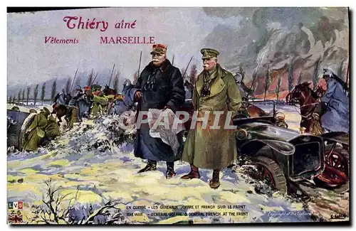 Ansichtskarte AK Militaria Les generaux Joffre et French sur le front Thiery Aine Vetements Marseille