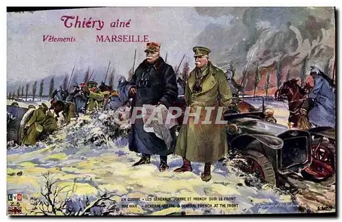 Cartes postales Militaria Les generaux Joffre et French sur le front Thiery Aine Vetements Marseille