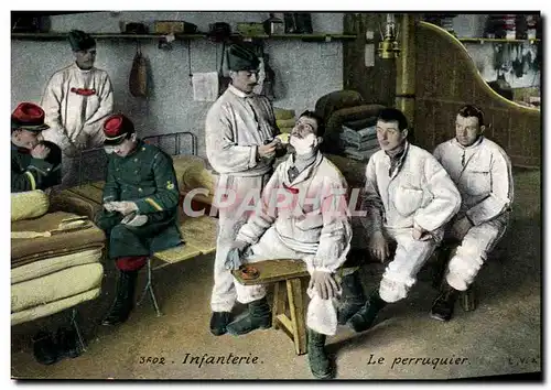 Cartes postales Militaria Infanterie Le perruquier Coiffeur