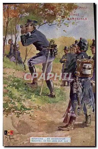 Cartes postales Militaria Infanterie En observation Publicite Alcool de menthe et eau de melisse Carmes du Frere