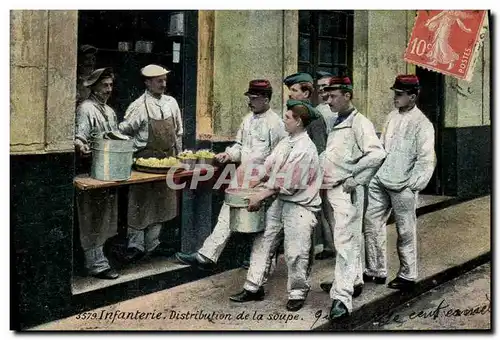 Cartes postales Militaria Infanterie Distribution de la soupe