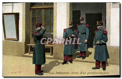 Cartes postales Militaria Infanterie Sortie d&#39un permissionnaire