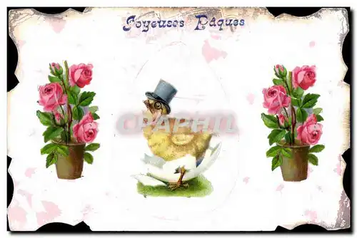 Cartes postales Fantaisie Fleurs Poussin