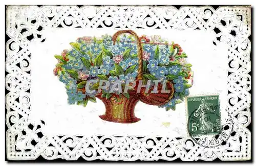 Cartes postales Fantaisie Brodee Fleurs