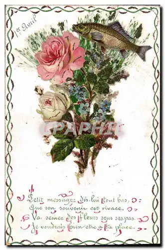 Cartes postales Fantaisie Fleurs Poisson
