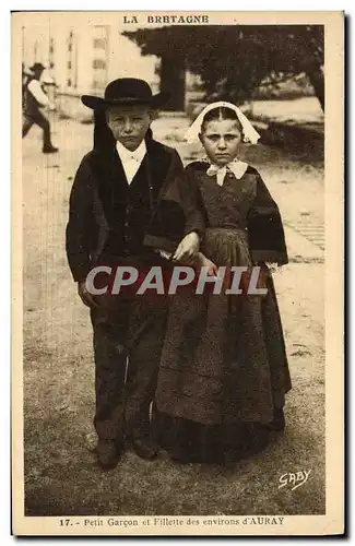 Cartes postales Folklore Petit garcon et fillette des environs d&#39Auray