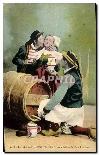 Cartes postales Folklore Le cidre de Fouesnant Ses gaietes Scene de noce bretonne