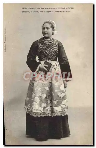 Ansichtskarte AK Folklore Jeune fille des environs de Douarnenez Ploare Le juch Pouldergat Costume de fete