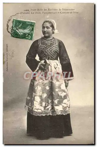 Cartes postales Folklore Jeune fille des environs de Douarnenez Ploare Le Juch Pouldergat Costume de fete