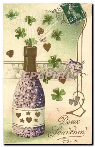 Cartes postales Fantaisie Fleurs Champagne Trefles