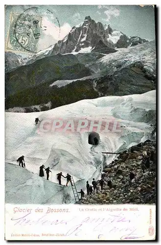 Cartes postales Alpinisme Glacier des Bossons La grotte et l&#39aiguille du Midi