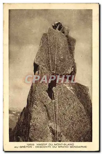 Cartes postales Alpinisme Massif du Mont Blanc Au Grepon Descente du grand gendarme