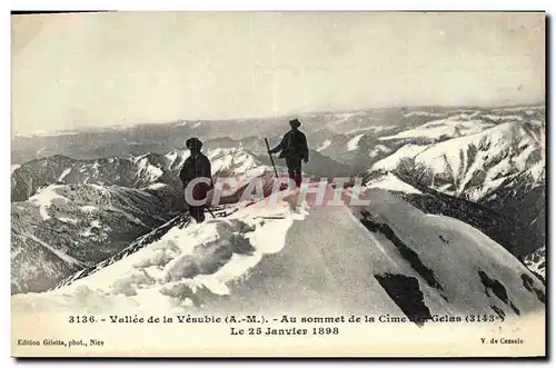 Ansichtskarte AK Alpinisme Vallee de la Vesubie Au sommet de la cime des Gelas Le 25 janvier 1898