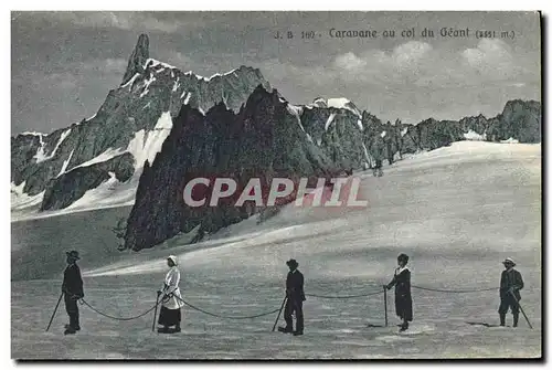 Cartes postales Alpinisme Caravane au col du Geant