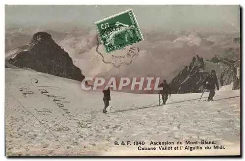 Cartes postales Alpinisme Ascension du Mont Blanc Cabane Vallot et l&#39aiguille du Midi