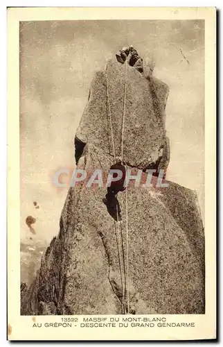 Cartes postales Alpinisme Massif du Mont Blanc Au Grepon Descente du grand gendarme