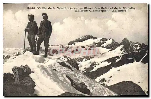 Cartes postales Alpinisme Vallee de la Vesubie Cimes des Gelas et de la Maledia du Mont Ciaminejas En hiver