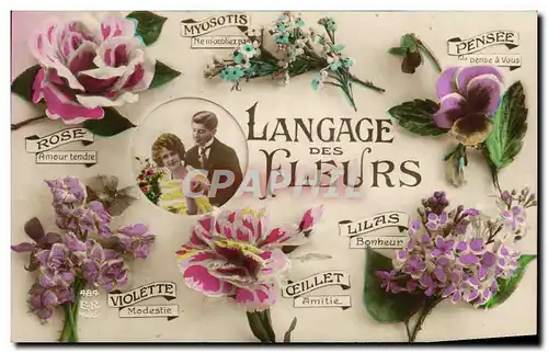 Ansichtskarte AK Fantaisie Le langage des Fleurs