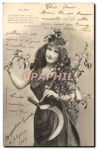 Cartes postales Fantaisie Fleurs Femme le gui